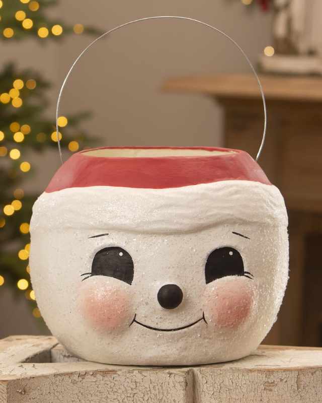 Retro Snowman Bucket, Large Christmas Decor